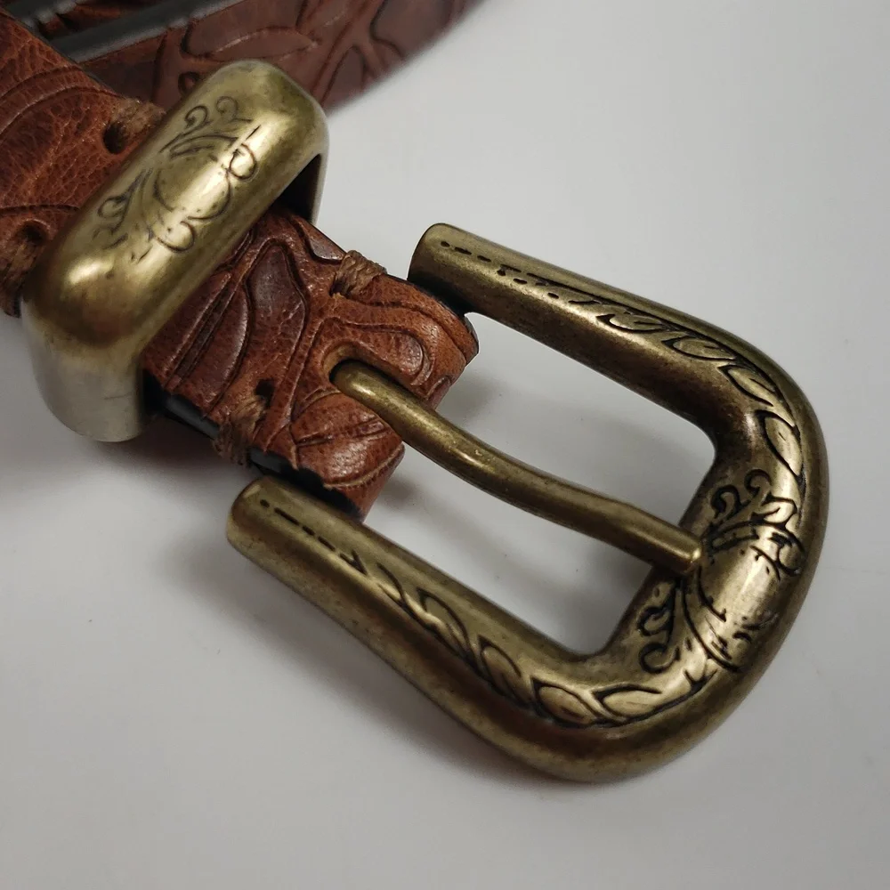 Sundance Brown Leather - Tooled Engraved w/ Bronze Southwestern Equestrian XXS